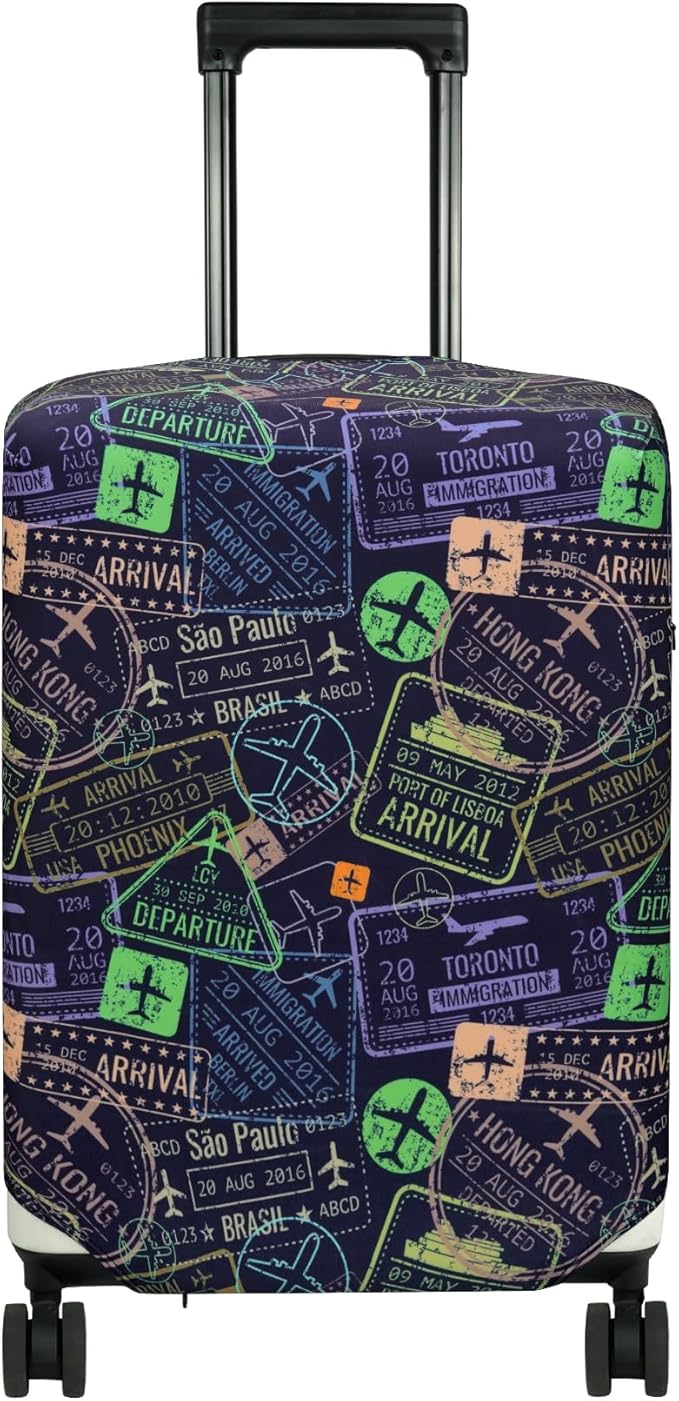 HYPER VENTURE Washable Luggage Cover - Fashion Suitcase Protector Fits 27-30 Inch Luggage (Urban Passport, L)