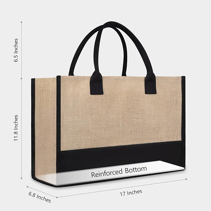 TOPDesign Initial Jute/Canvas Tote Bag, Personalized Present Bag, Suitable for Wedding, Birthday, Beach, Holiday, is a Great Gift for Women, Mom, Teachers, Friends, Bridesmaids (Letter Q)