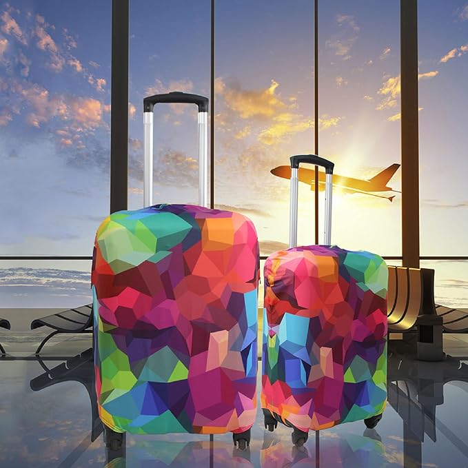 Explore Land Travel Luggage Cover Suitcase Protector Fits 23-26 Inch Case (Geometry, M)
