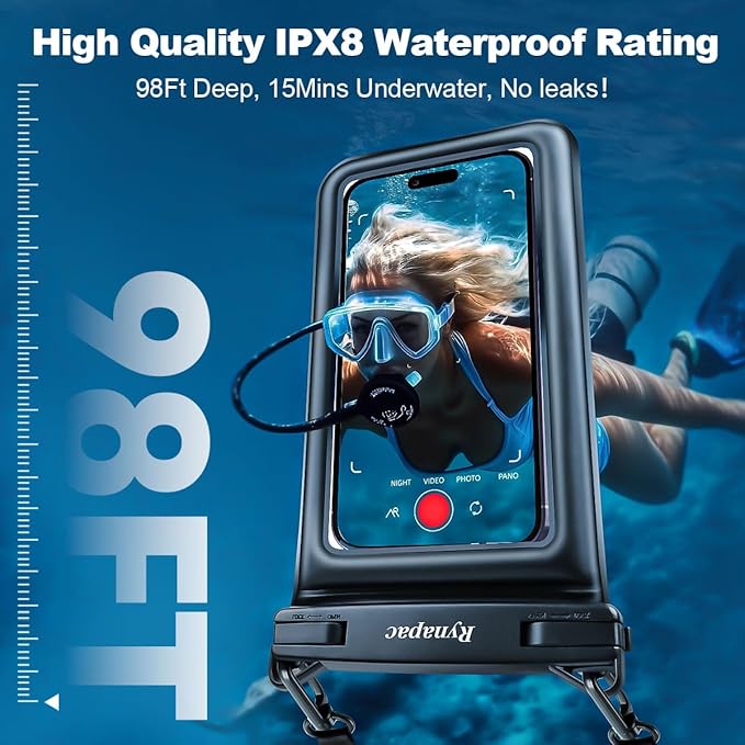 Waterproof Phone Pouch Floating, Double Bags Waterproof Phone Case with Lanyard for iPhone 16 15 Pro Max, Galaxy S24 S23 Ultra, IPX8 Cellphone Dry Bag Beach Travel Cruise Essentials 2Pack-8.5''