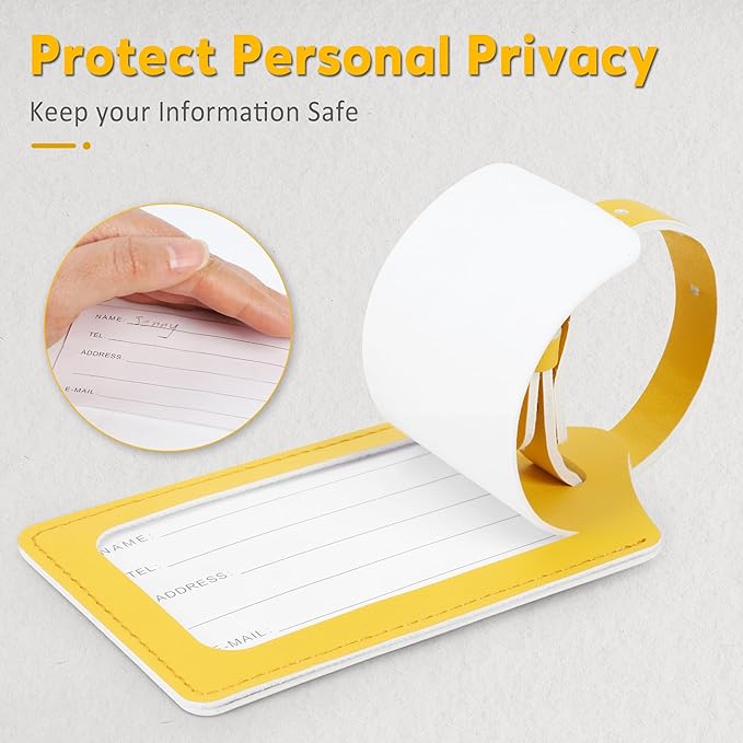 Travelambo Luggage Tags for Suitcases PU Leather Travel Tags Bag Tags Privacy Protection Travel Essentials