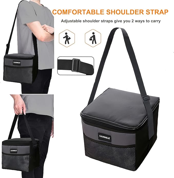 6 Can/5L Lunch Bag for Women Men Portable Lunch Box Small Cooler Bag Soft Collapsible Reusable Insulated Lunch Tote for Everyday Work Travel (Orange)