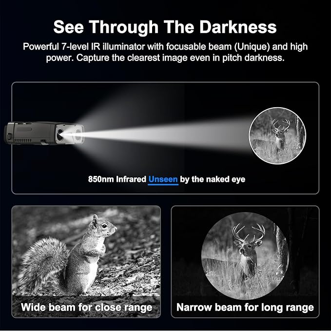 Night Vision Goggles, True 4K Full-Color Night Vision Binoculars, Built-in Powerful Focusable IR, 6000mAh Rechargeable Battery, Super Large Display, Long Viewing Range, Free 64GB Card (Silver)