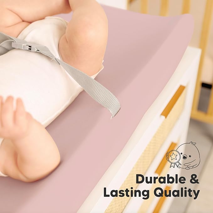 2-Pack Baby Changing Pad Covers for Girl, Boy, Neutral - Soft Viscose Derived from Bamboo Changing Table Pad Cover Sheets, Baby Nursery Diaper Changing Pad Cover, Contour Changing Pad Liner (Pastel)