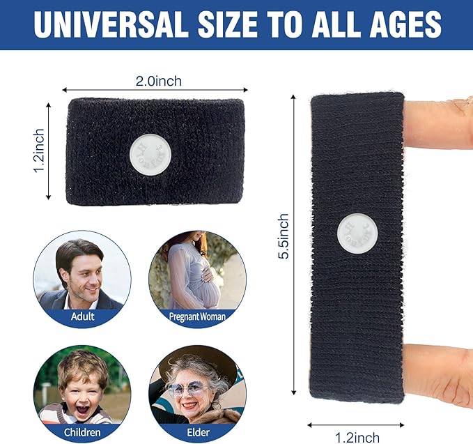 Motion Sickness Bands Anti Nausea Wristband for Adult and Kids Morning Sickness Relief for Pregnant Women Acupressure Nausea Relief for Car, Sea, Air Sickness - 2 Pairs Grey, Black