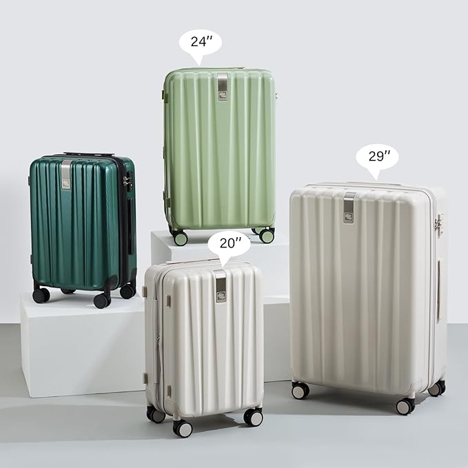 Hanke Expandable Hardshell Luggage Sets 3 piece Carry on Luggage with Wheels Suitcases Lightweight Checked Travel Luggage Rolling Large Suitcase Travel Luggage Bag Woman Men 20/24/29 IN,Blackish Green