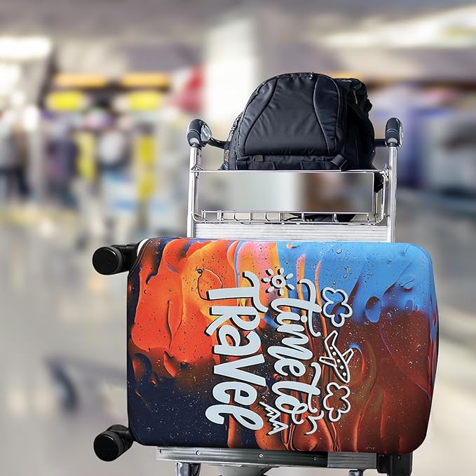 Explore Land Luggage Cover Suitcase Protector Fits 18-22 Inch Case (Time to Travel, S)