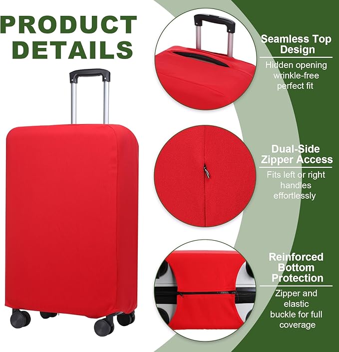 PATIKIL Luggage Cover, Suitcases Covers Elastic Carry on Cover Protector Washable Scratch-Resistant Fits 24-25 Inch Luggage for Travel Business Trips, Red