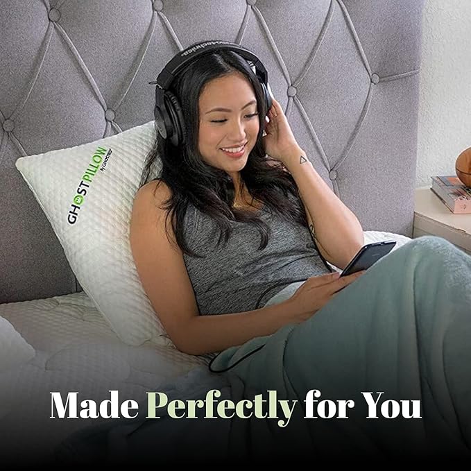 GhostBed Shredded Memory Foam Pillow with Adjustable Gel Memory Foam and Cooling Breathable Cover - King Size Shredded Memory Foam Pillows CertiPUR-US Certified 1-Pack