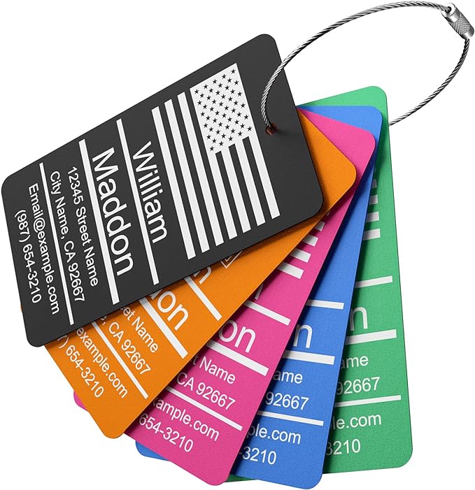 Luggage Tags for Suitcase - Personalized Engraved Metal Tag for Cruise Travel - Blue Custom Name Tags Suitable for Bags and Backpacks No Underline (2x3.5 inch)
