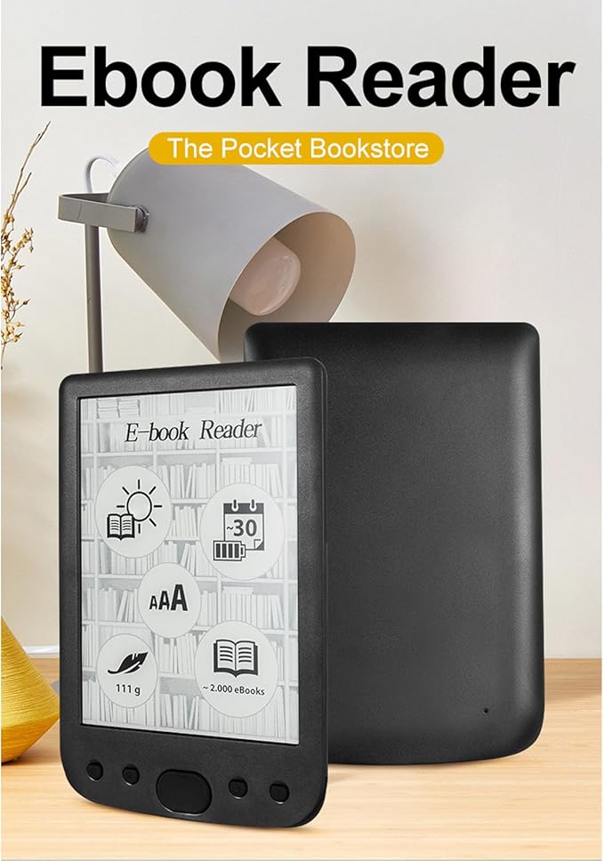 Yoidesu 6 Inch E Reader Digital Reader Electronic Book Reader with 800x600 High Resolution Screen Multifunctional Navigation Buttons for PDF EPUB TXT DOC FB2 MOBI (16GB)