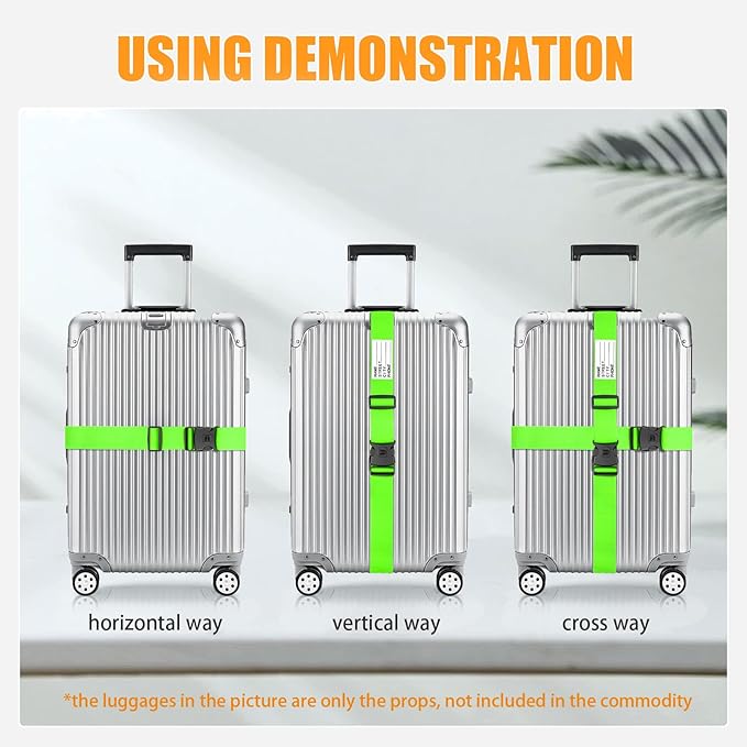 BILIONE Luggage Straps 88 inch Adjustable Suitcase Belt, Lockable Against Accidental Opening, Easy to Identify Travel Accessories, Add a Bag Connector(Versatile Black, 2)