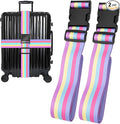 Rainbow Luggage Straps for Suitcases, Adjustable Luggage Travel Belts to Keep Luggage Security While Travel, Strong Polyester Fabric, Easy-to-Recognize Stylish Design Travel Accessories, 2 Pack