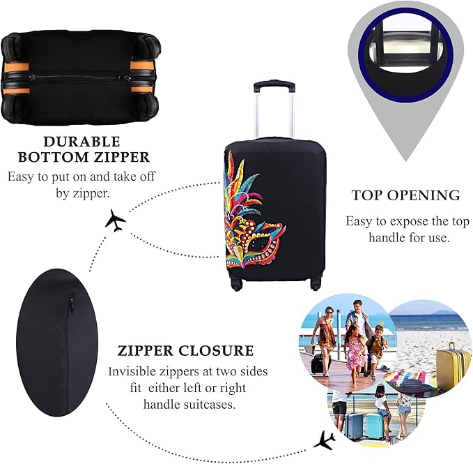 Explore Land Travel Luggage Cover Suitcase Protector Fits 23-26 Inch Case (Carnival, M)