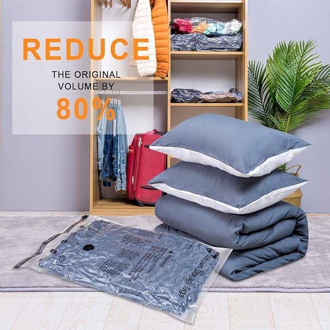 28 Pack Vacuum Storage Bags with Electric Pump, Plastic Packaging Bags,Space Saver Bag for Clothes, Mattress, Blanket, Duvets, Pillows, Comforters, Travel