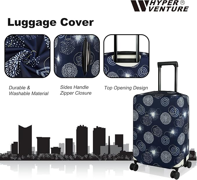 HYPER VENTURE Washable Luggage Cover - Fashion Suitcase Protector Fits 27-30 Inch Luggage (Sparkler, L)