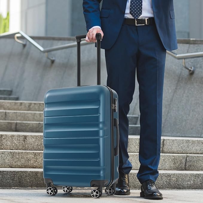 Merax 28 Inch Luggage Hardshell ABS Large Suitcase with Spinner Wheels Lightweight Durable Travel Checked Luggage for Road Trips Ink Blue