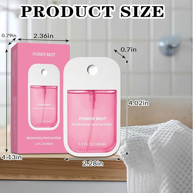 Power Mist Hydrating Hand Sanitizer Spray, Portable Travel-Size Hand Sanitizer Spray, 500-Sprays Each，Suitable for Both Adults and Children (4PCS)