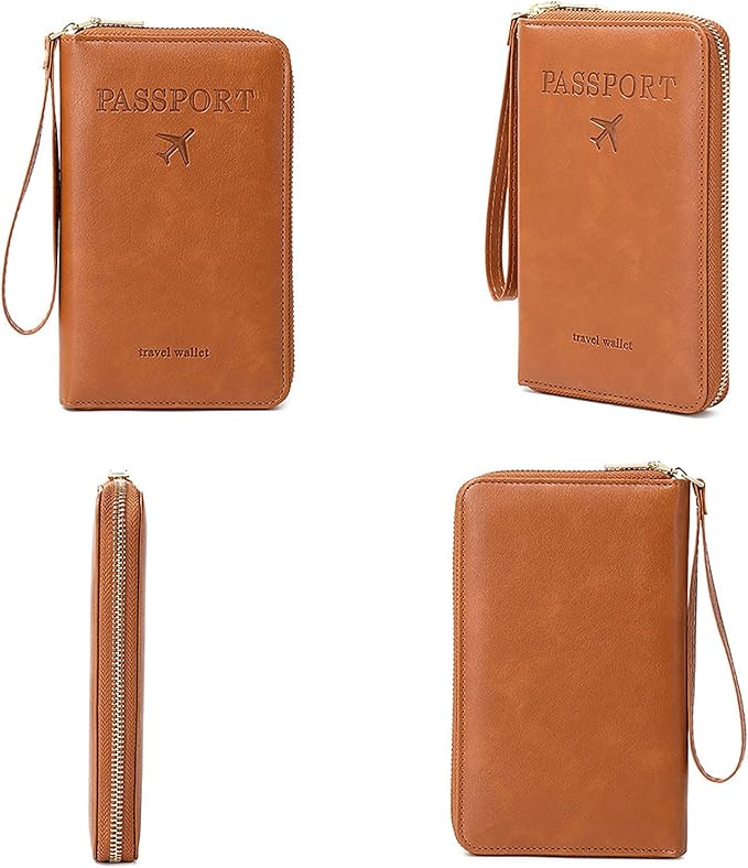 Rowgins Rfid Blocking Passport Holder Wallet, Rowgins Rfid Passport Holder with Zipper, PU Leather PassportHolder for Travel (BLACK)