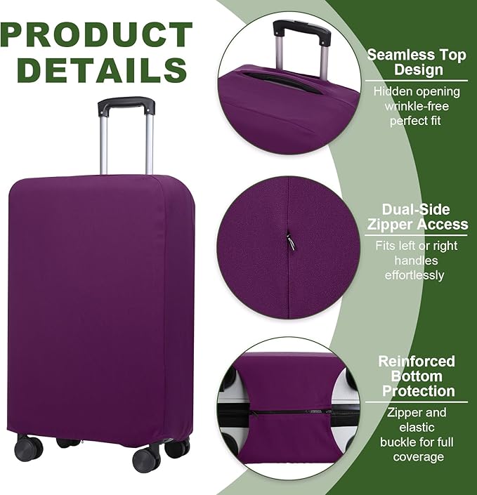 PATIKIL Luggage Cover, Suitcases Covers Elastic Carry on Cover Protector Washable Scratch-Resistant Fits 24-25 Inch Luggage for Travel Business Trips, Purple