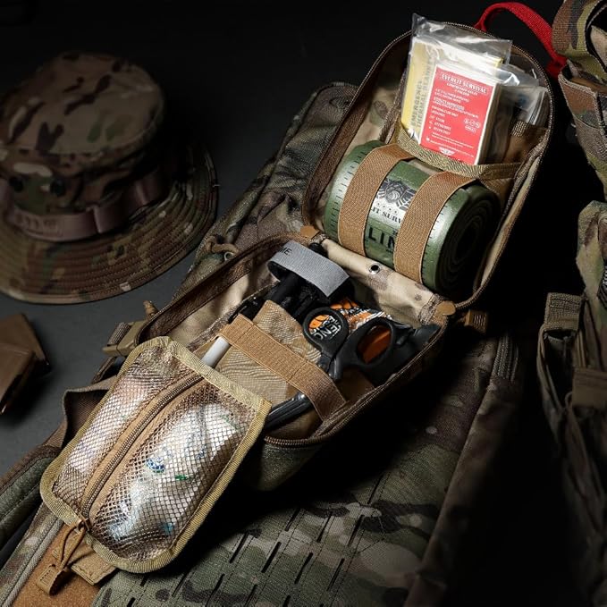 EVERLIT Emergency Trauma Kit, CAT GEN-7 Tourniquet 36" Splint, Military Combat Tactical IFAK for Critical Wounds First Aid, Gun Shots, Severe Bleeding Control (Camouflage)
