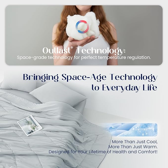 Dream Valley® Outlast® Deepsleep Cooling Comforter, King Size, NASA-Grade Space Technology Cooling Blanket for Hot Sleepers Night Sweats, Q-Max > 0.45 Aerocool™ Breathable Ivory, 106"x90"