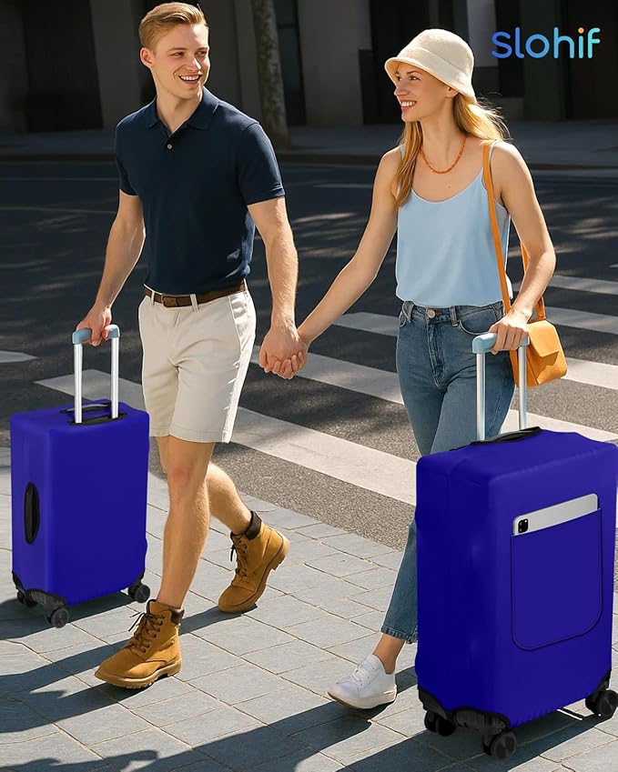 Slohif Luggage Cover for Suitcase Tsa Approved Protector - Luggage Sleeve Suit Case Cover Travel Stretch Large Baggage Case Protective Washable Fit 29-30 Inch Blue