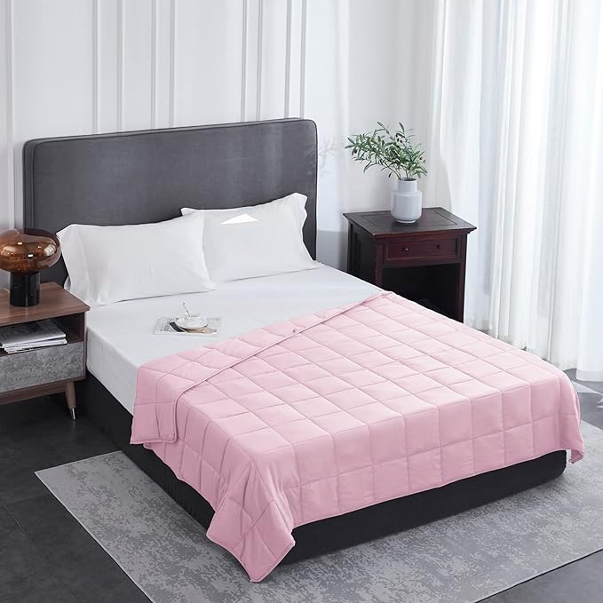 L'AGRATY Weighted Blanket - 60"x80" 22lbs Cooling Breathable Heavy Blanket Microfiber Material with Glass Beads Big Blanket for Adult All-season Summer Fall Winter Soft Thick Comfort Blanket