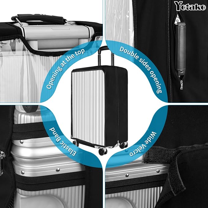 Yotako Upgraded Zippered Transparent PVC Suitcase Cover, No Disassembly Required Clear Luggage Protector for Suitcase Luggage Protector Cover 30''