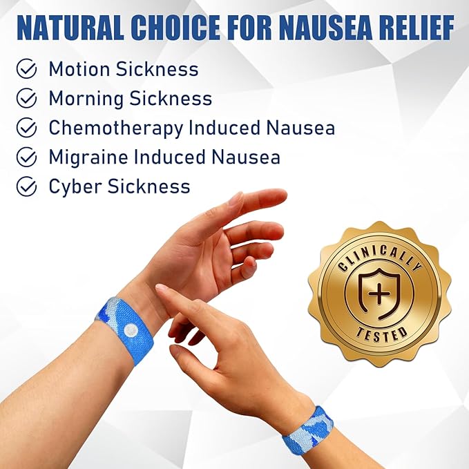 Motion Sickness Bands Anti Nausea Wristband for Adult and Kids Morning Sickness Relief for Pregnant Women Acupressure Nausea Relief for Car, Sea, Air Sickness - 2 Pairs Camo Blue, Camo Blue