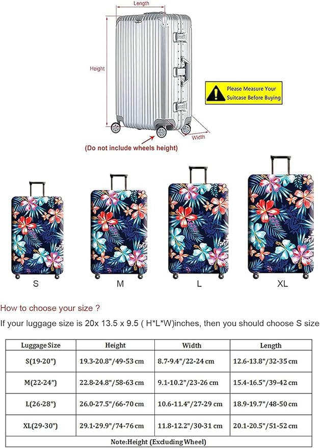 Suitcase Cover, Carry on Luggage Cover Protector - Travel Elastic Spandex Luggage Covers Fits 22 to 24 Inch Flower