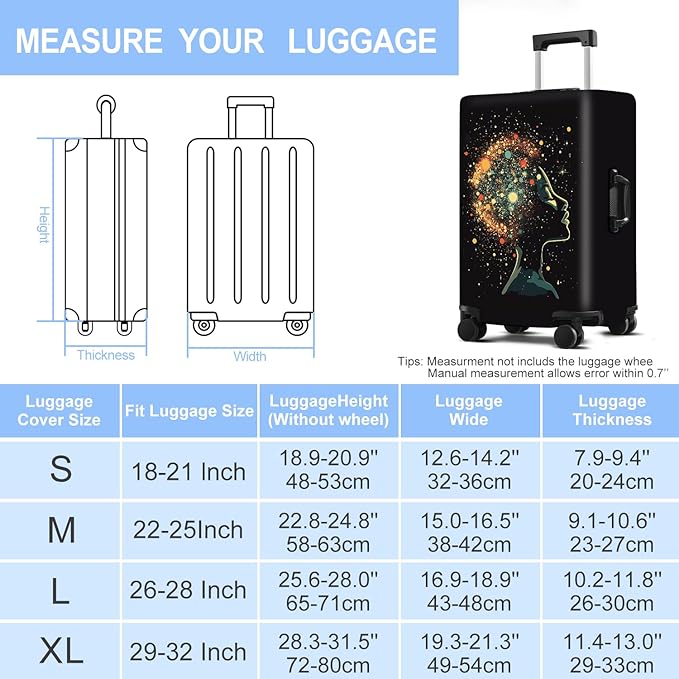 Luggage Cover Washable Suitcase Protector Anti-scratch Suitcase cover Fits 20-34 Inch Luggage (Girl-7, XL(32-34inch suitcase))