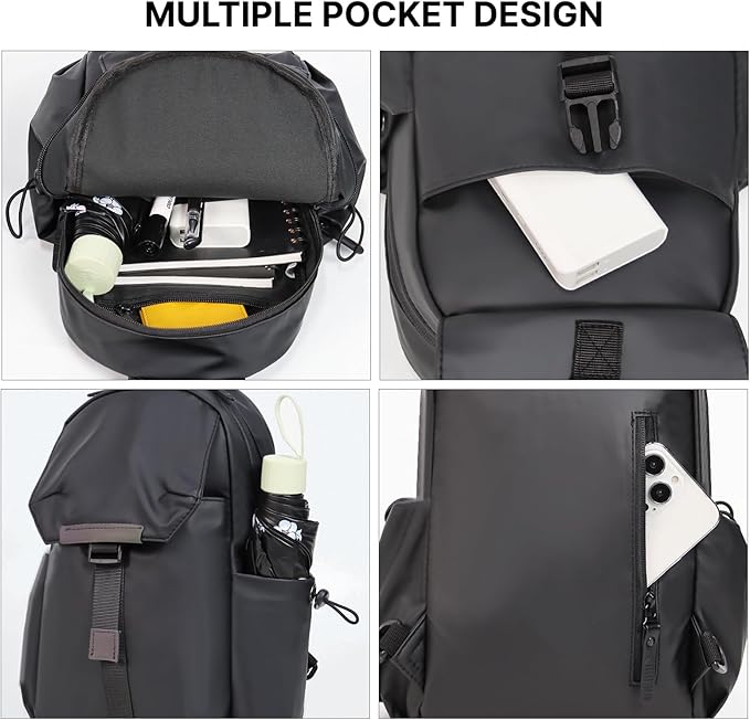 Crossbody Messenger Bag for Women Men Travel Backpack Convertibale Sling Bag Travel Hiking Daypack，Water-Resistant (black, small)