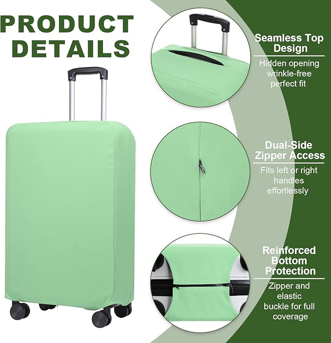 PATIKIL Luggage Cover, Suitcases Covers Elastic Carry on Cover Protector Washable Scratch-Resistant Fits 22-23 Inch Luggage for Travel Business Trips, Light Green