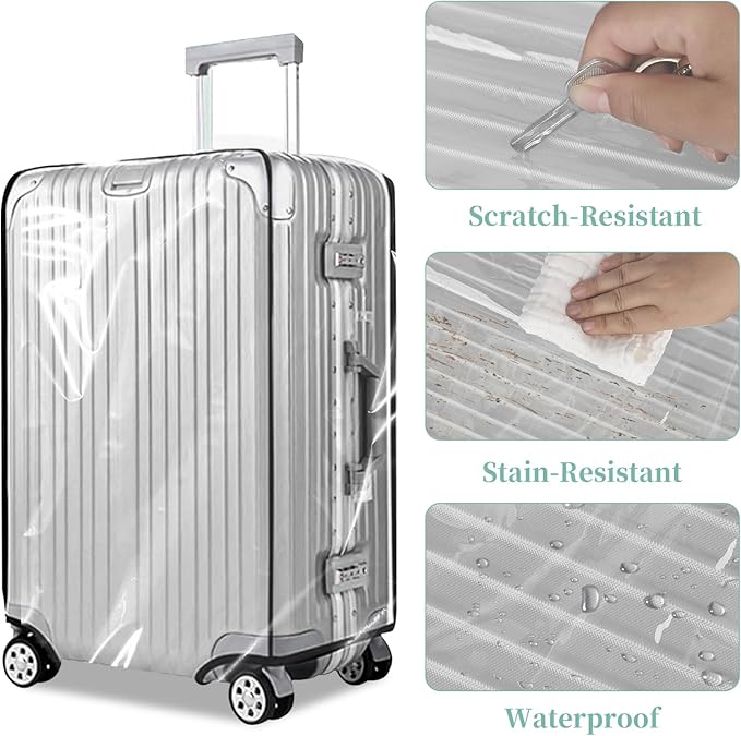 Clear PVC Luggage Cover, Waterproof Dustproof Anti-Scratch Suitcase Protector, Fits Wheeled Suitcases 18" 22" 24" 26" 28" 30" - Thicken Baggage Cover Case(30")