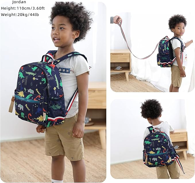 willikiva Cartoon Bus 12 Kindergarten Backpack for Kids Girls and Boys,Waterproof Preschool Toddler Backpack Wiht Leash and Safety Harness (Car)