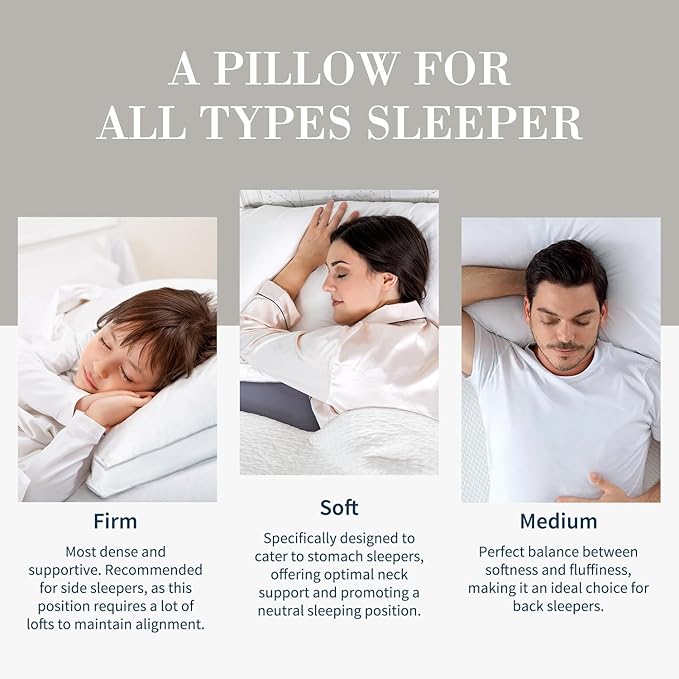 Globon Luxury Feather Down Pillow King Size for Sleeping, Hotel Collection Fluffy Pillow, Low Soft Gusseted Bed Pillows, 18"X34", Pack of 1