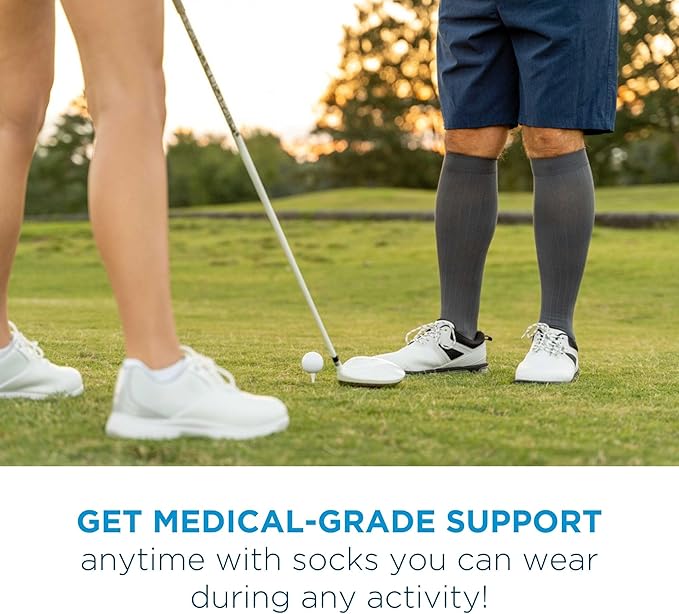 Medical Grade Compression Socks for Men & Women 15-20 mmHg by OrthoSleeve (Blue w/Stripes, Small)