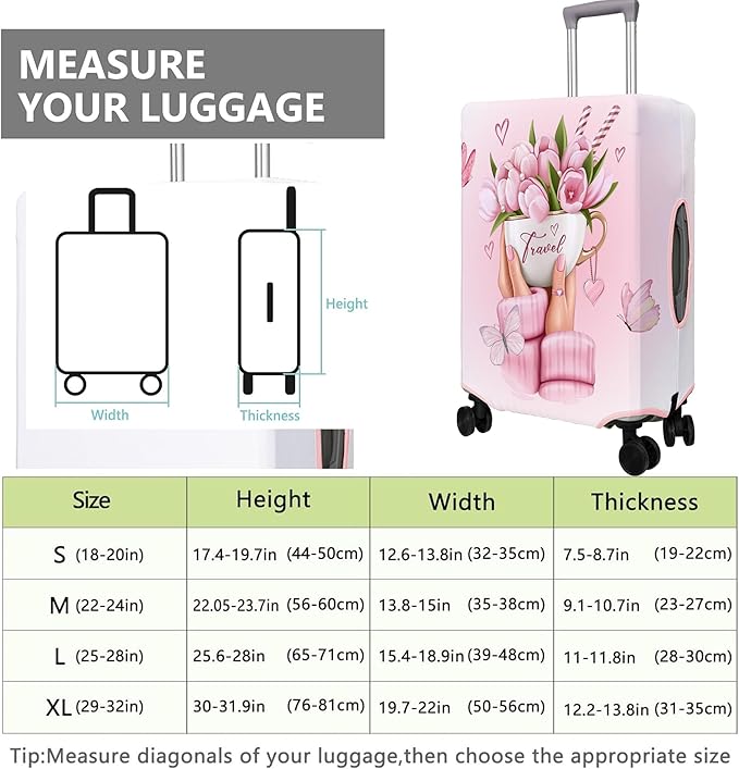 Travel Luggage Cover Suitcase Protector Fits 18-32 Inch Wheel Covers PatternedTravel Related Items Flower Luggage Protector Elastic S