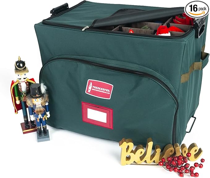 TreeKeeper Stack & Lock™ Nutcracker and Figurine Collectibles Storage Boxes - Large Ornament Bag for Holiday Decor Storage - Great for Storing 16 Carolers, Santa Figure, or Nut Cracker Ornaments