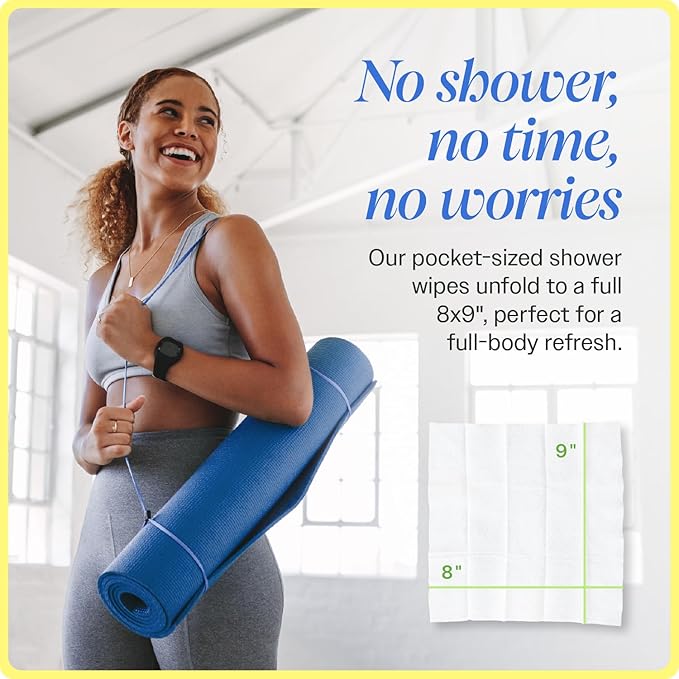 On-the-Go Body Cleansing Cloths - 50 CT Large, Biodegradable Wipes for Instant Freshness - Perfect for Travel, Post-Workout, and Quick Clean-Ups
