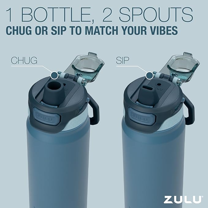 ZULU Powerfill Pro 24oz Stainless Steel Water Bottle with Quick Fill Lid, Triple Walled Vacuum Insulated Metal, Leak Proof Locking Lid, Sip and Chug, Reusable BPA Free, Amethyst