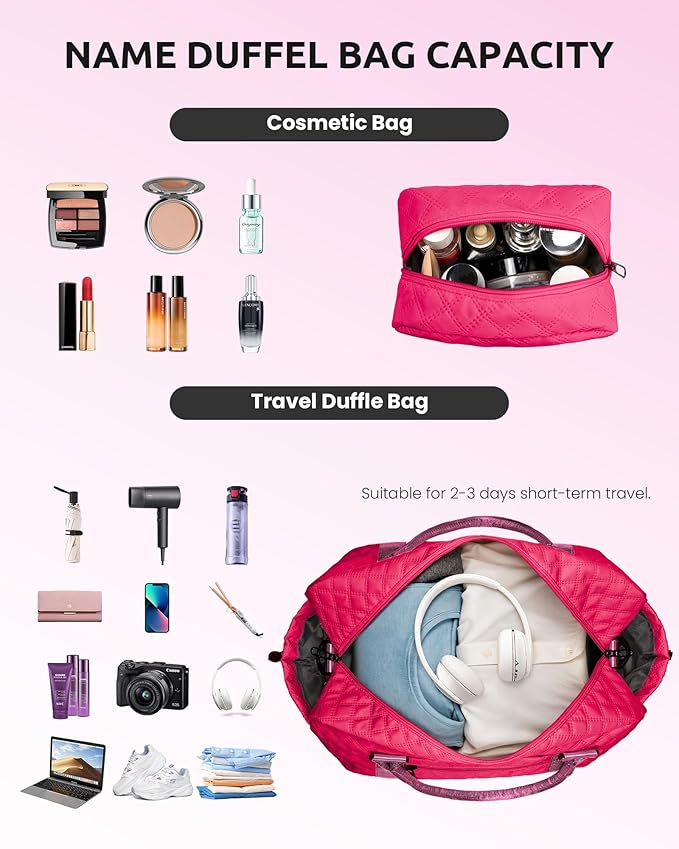 Gift Ideas for Woman, Gifts for Women-Initial Travel Bag with Shoe Compartment, Personalized Weekender Bag, Monogram Overnight Bag for Women, Letter Travel Bag with Makeup Bag (Letter P)