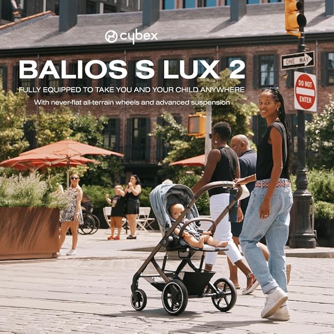Cybex Balios S Lux Toddler and Baby Stroller with Reversible Seat, Unique One-Pull Harness, and Multiple Recline - Travel System Ready, with One Hand Fold, Black Frame/Moon Black Seat