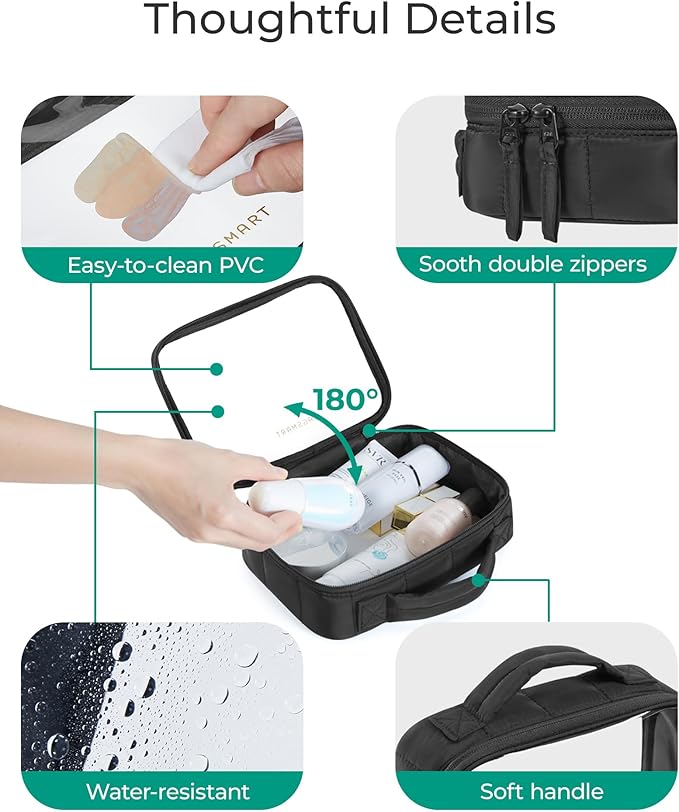 BAGSMART Clear TSA-Approved Toiletry Bag, 2 Pack Clear Makeup Bag with Handle, Quart Sized Travel Toiletry Organizer for Women