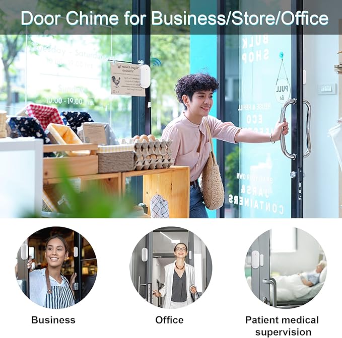 SanJie Door Chime, Wireless Door Chimes When Door Open Entry for Business/Home/Office/Store (500ft Range 26 Chimes Adjustable Volume)