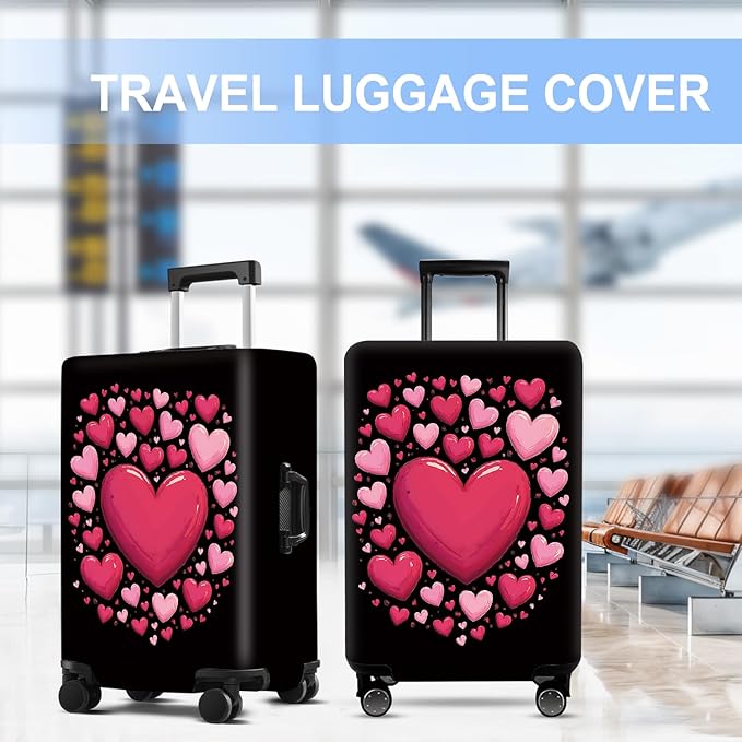 Luggage Cover Washable Suitcase Protector Anti-Scratch,Stretchable Fit for 20-34Inch Luggage Durable Travel Bag Cover with Zipper Closure (Heart, XL(fits 32-34Inch suitcase))