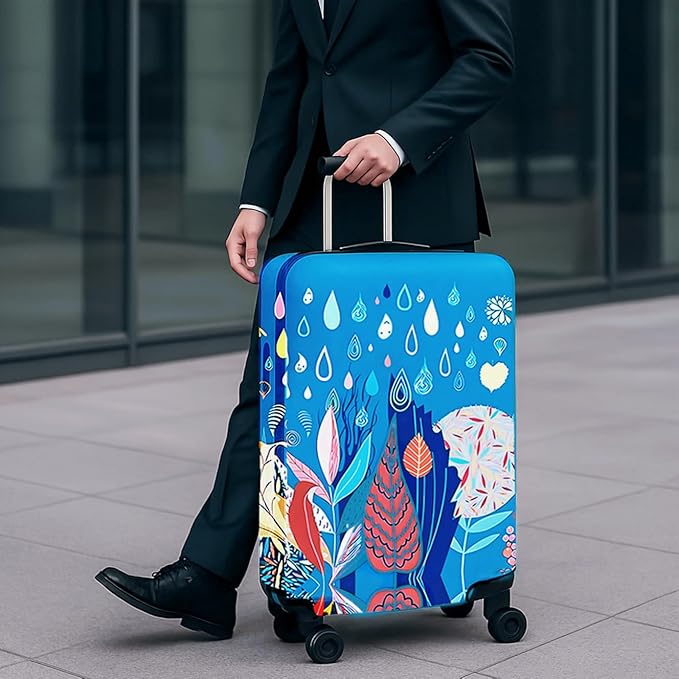 WUJIAONIAO Travel Luggage Cover Baggage Suitcase Cover Protector Skins 18-32 Inch (rainy season, M (for 22-24 inch luggage))