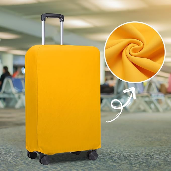 PATIKIL Luggage Cover, Suitcases Covers Elastic Carry on Cover Protector Washable Scratch-Resistant Fits 24-25 Inch Luggage for Travel Business Trips, Yellow