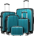 Coolife Luggage Expandable 5 Piece Sets PC+ABS Spinner Suitcase 20 inch 24 inch 28 inch (green new)